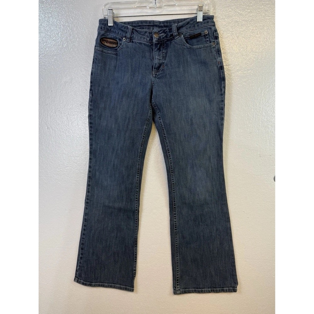 Harley Davidson Womens Jeans Size 6 Petite 30x29 Blue Denim Bootcut Motorcycle